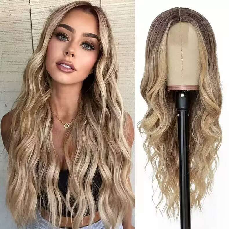 Ladies' Large Wave High Temperature Silk Wig Full Headset