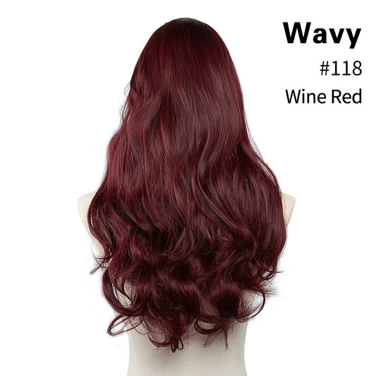 Invisible and seamless U-shaped half head cover with long curly hair wig piece