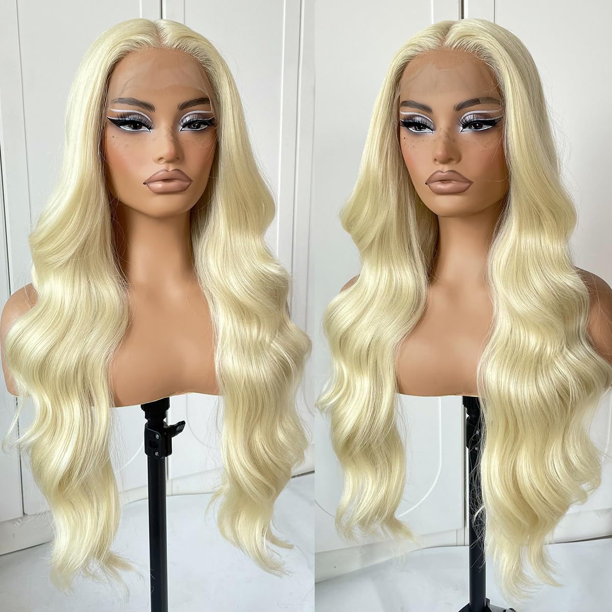 13x4 women's wig high temperature silk full head cover    Women's mid split large wave long curly hair headband
