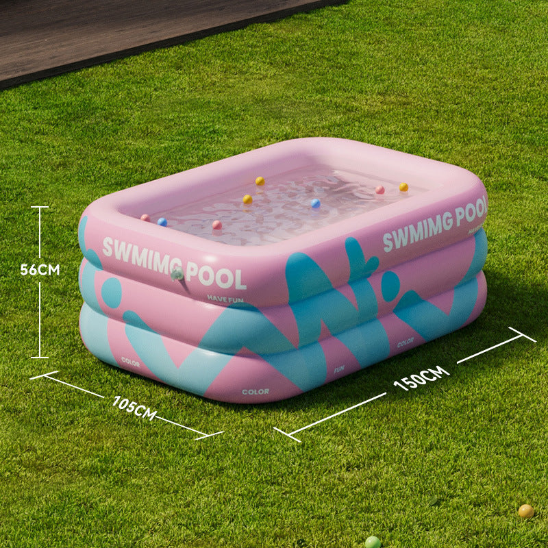 Foldable family inflatable swimming pool for children