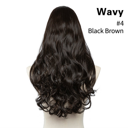 Invisible and seamless U-shaped half head cover with long curly hair wig piece