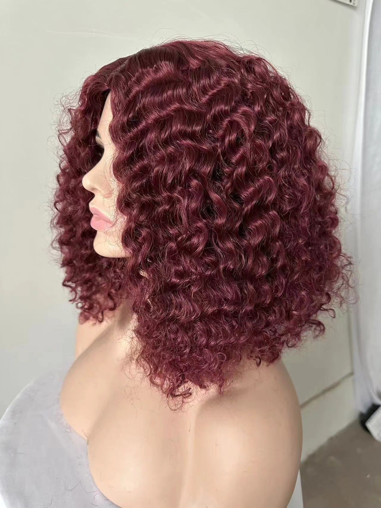 13x4 front lace wig, Women's lace fluffy natural small curly hair wig headband