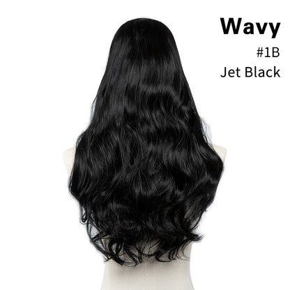 Invisible and seamless U-shaped half head cover with long curly hair wig piece