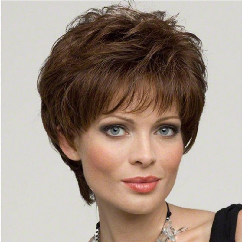 Women's fashionable short curly hair full head cover