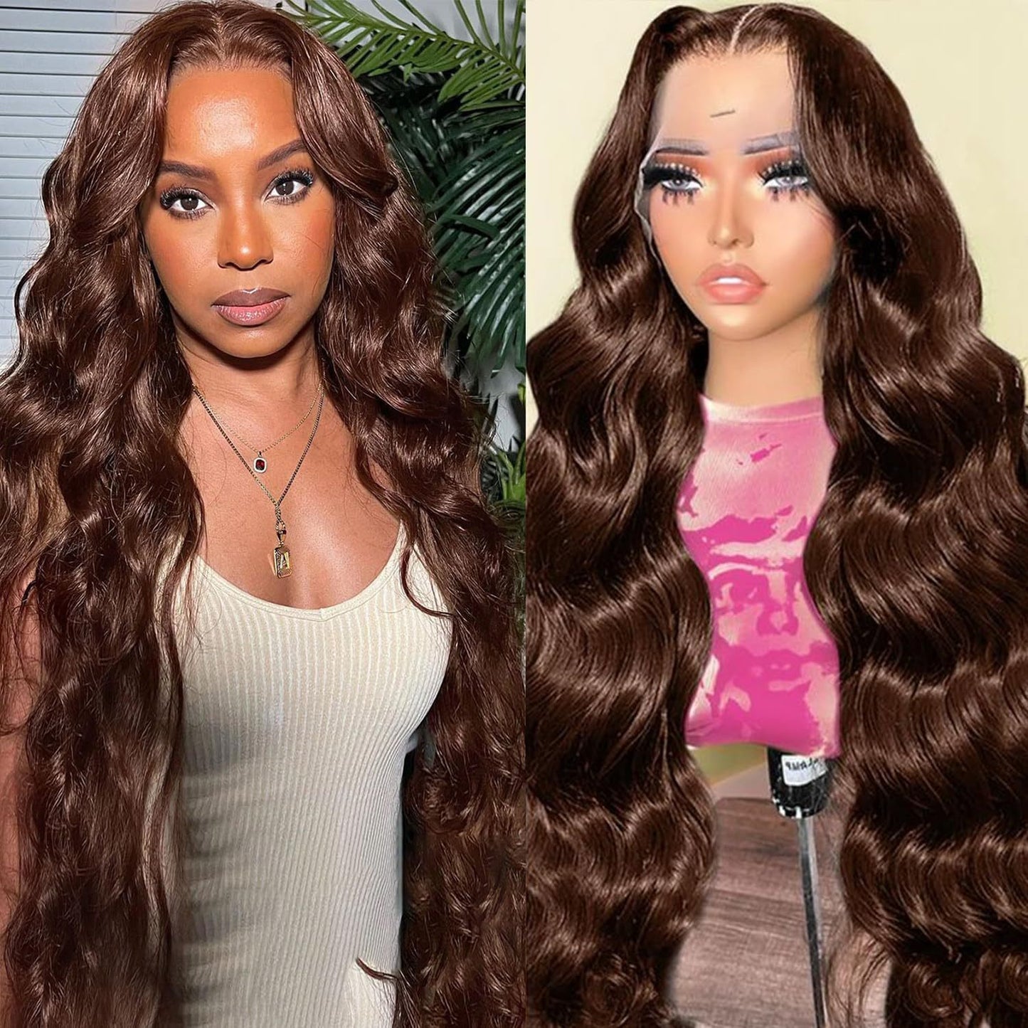 13x4 women's wig high temperature silk full head cover    Women's mid split large wave long curly hair headband