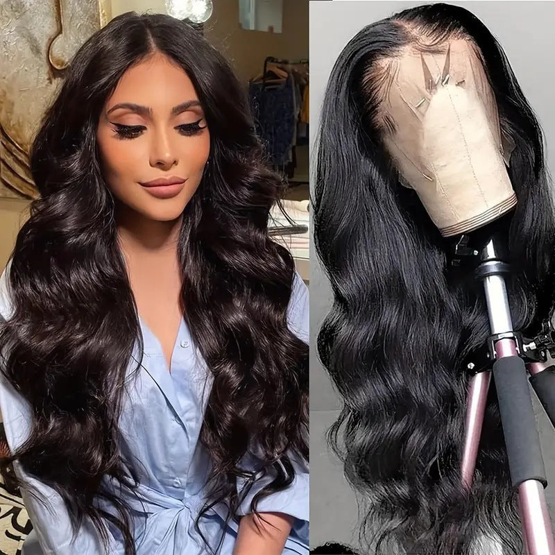 13x4 women's wig high temperature silk full head cover    Women's mid split large wave long curly hair headband
