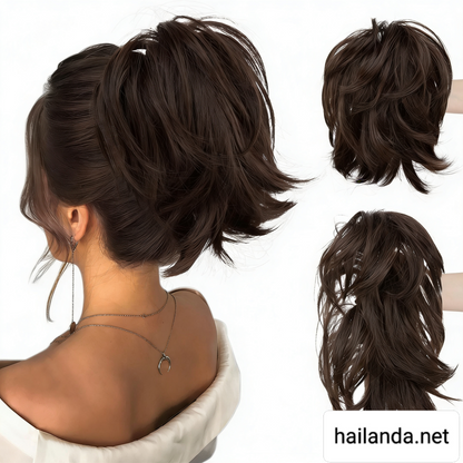 Women's fluffy ponytail wig