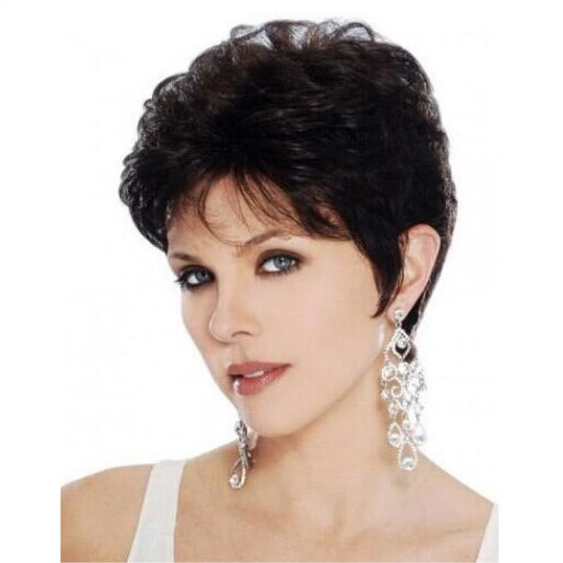 Women's fashionable short curly hair full head cover