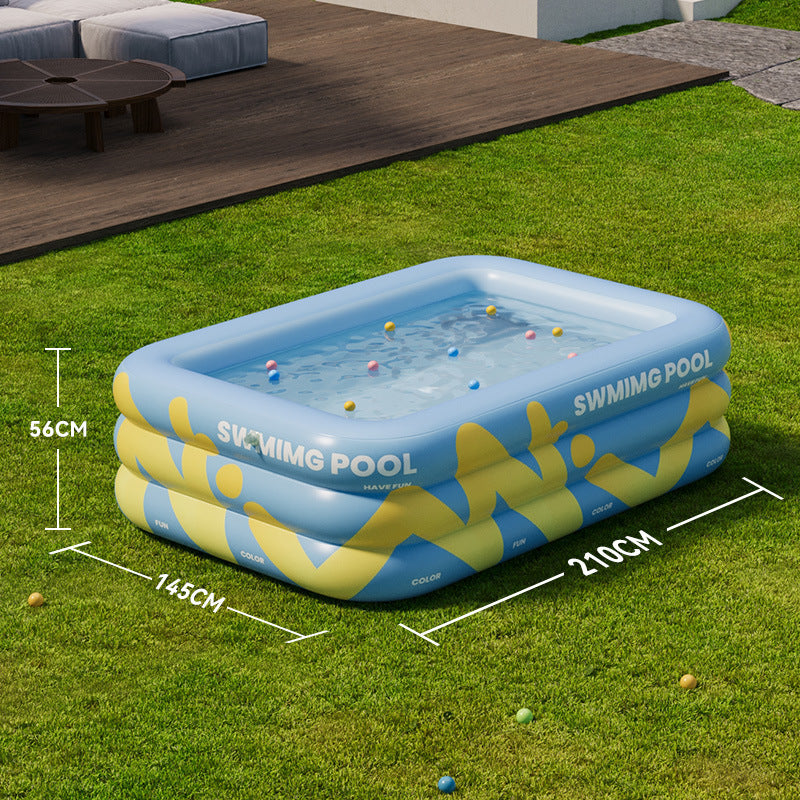 Foldable family inflatable swimming pool for children