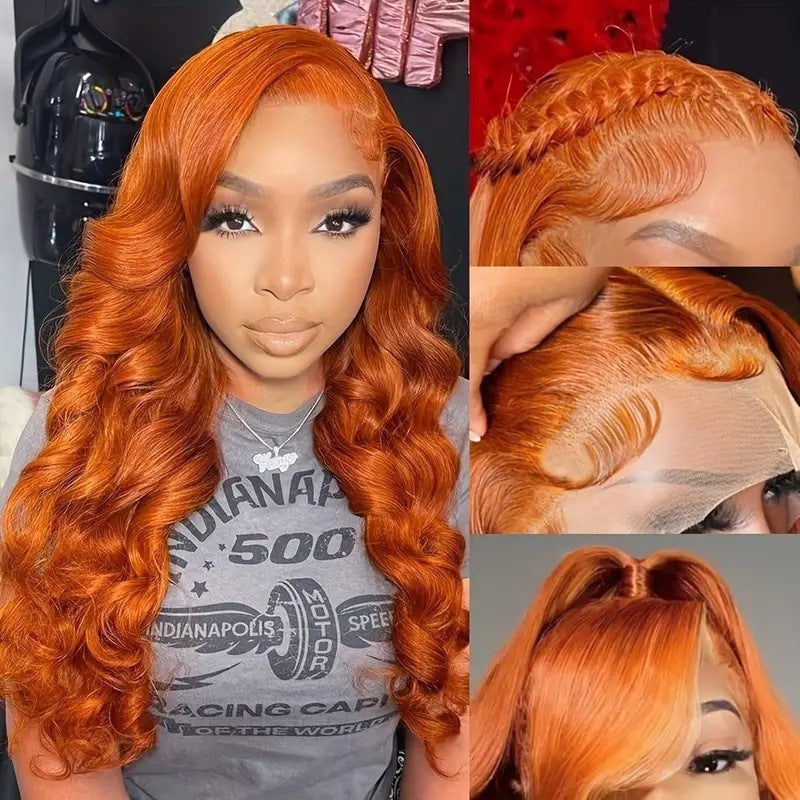 13x4 women's wig high temperature silk full head cover    Women's mid split large wave long curly hair headband