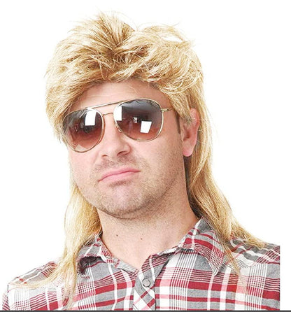 Men's black fish curly hair wig