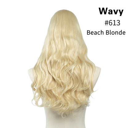 Invisible and seamless U-shaped half head cover with long curly hair wig piece