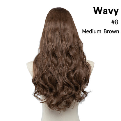 Invisible and seamless U-shaped half head cover with long curly hair wig piece