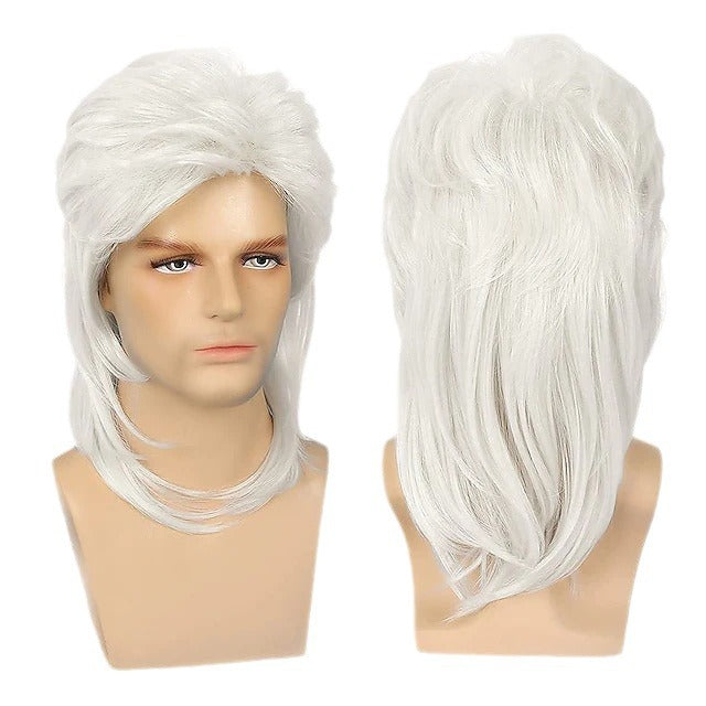 Men's black fish curly hair wig