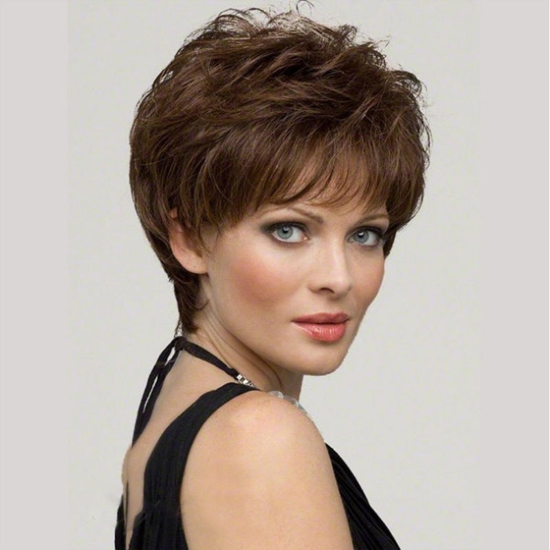 Women's fashionable short curly hair full head cover