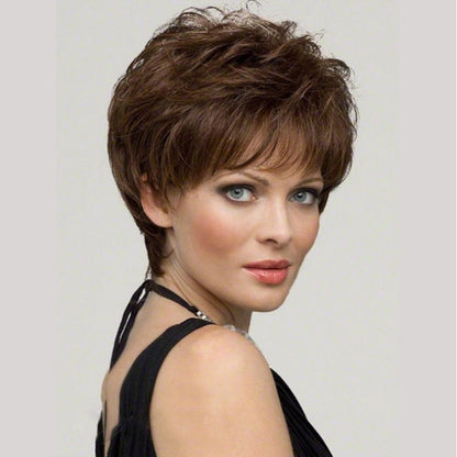 Women's fashionable short curly hair full head cover