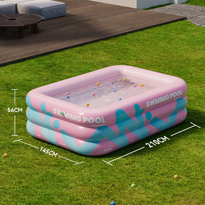 Foldable family inflatable swimming pool for children