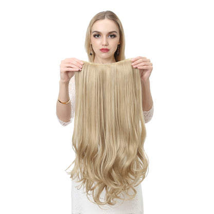 Invisible and seamless U-shaped half head cover with long curly hair wig piece