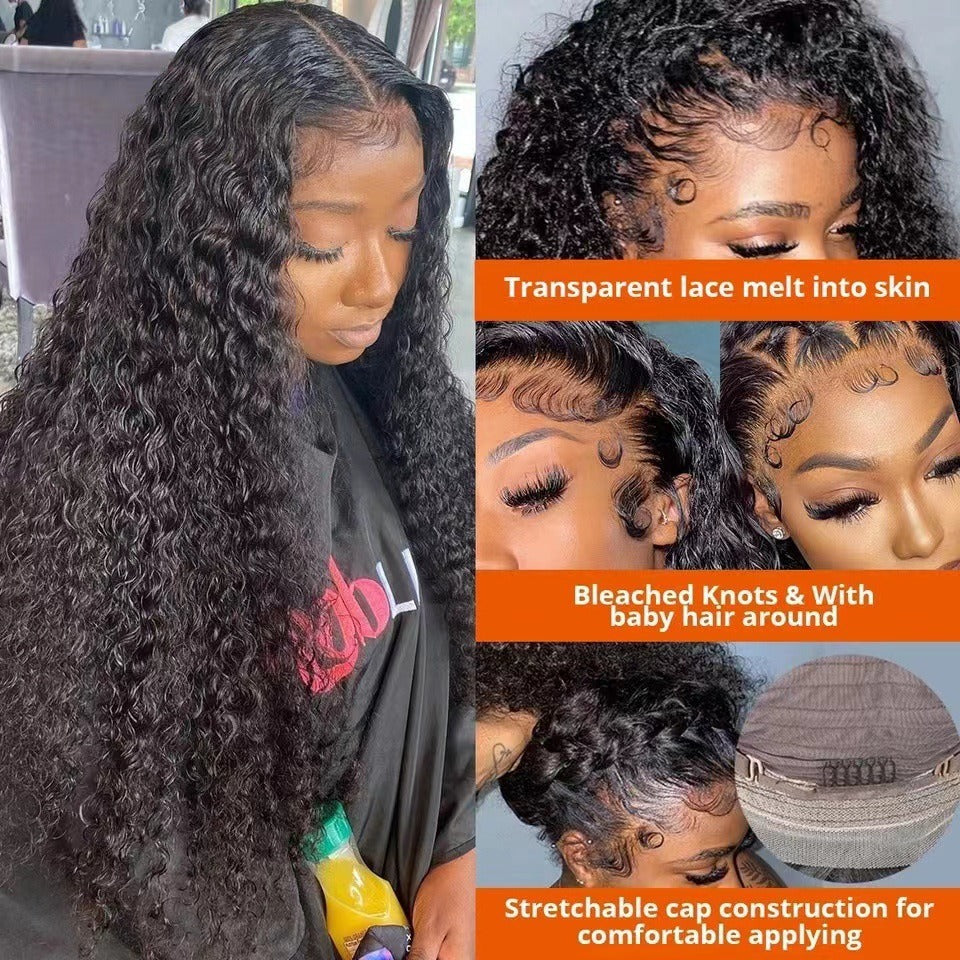 Women's wig high temperature silk full head cover  Women's mid length curly hair cover