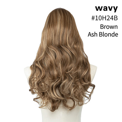 Invisible and seamless U-shaped half head cover with long curly hair wig piece