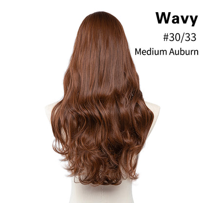 Invisible and seamless U-shaped half head cover with long curly hair wig piece