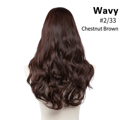 Invisible and seamless U-shaped half head cover with long curly hair wig piece