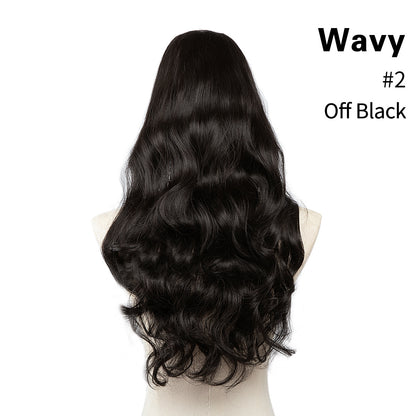 Invisible and seamless U-shaped half head cover with long curly hair wig piece