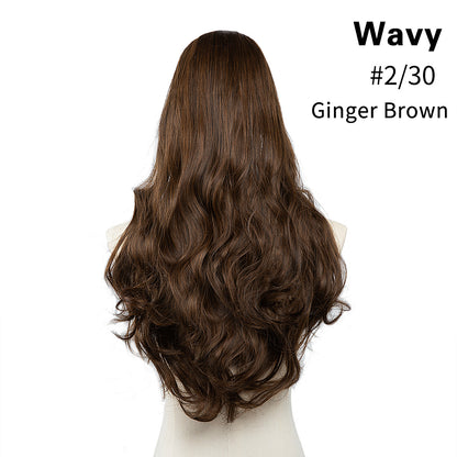 Invisible and seamless U-shaped half head cover with long curly hair wig piece