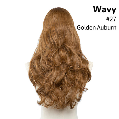 Invisible and seamless U-shaped half head cover with long curly hair wig piece