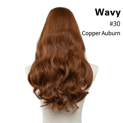Invisible and seamless U-shaped half head cover with long curly hair wig piece